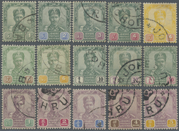 O Malaiische Staaten - Johor: 1896/1899, Sultan Ibrahim Complete Set Of 15 Fine Used, Scarce Set! SG. - Johore