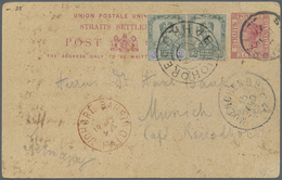 GA Malaiische Staaten - Johor: 1896 Johore 1c. And 2c. Used In Combination With/on Straits Settlements - Johore