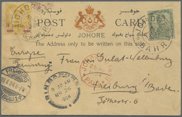 Malaiische Staaten - Johor: 1904 (25.3.), Johore Postcard Bearing Sultan Ibrahim 1c. Green And 3c. O - Johore