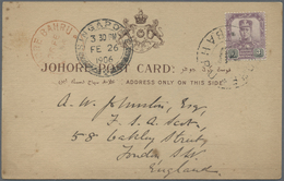 Malaiische Staaten - Johor: 1906 (26.2.), Johore Post Card Bearing Single 'Sultan Sir Ibrahim' 3c. P - Johore