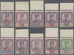 ** Malaiische Staaten - Johor: 1910-19 Sultan Sir Ibrahim Complete Set Of Ten Top Marginal Plate Proofs - Johore