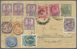 GA Malaiische Staaten - Johor: 1912 'Around The World' Card: JOHORE 'Sultan Sir Ibrahim' 1c, 2c, 4c And - Johore