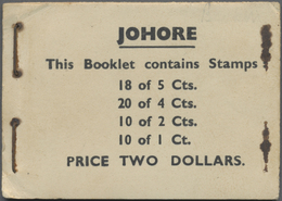 ** Malaiische Staaten - Johor: 1928 First BOOKLET $2 Containing 14 Of The Orig. 18x5c., 18 Of The Orig. - Johore
