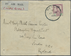 Br Malaiische Staaten - Johor: 1936 BENUT P.O.: Airmail Cover To England Franked By 1922 25c. Tied By " - Johore
