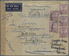 Br Malaiische Staaten - Johor: 1941 Pan Am Airmail Cover From Batu Anam To England (redirected There) F - Johore