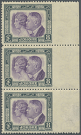 ** Malaiische Staaten - Johor: 1935 'Sultan Sir Ibrahim And Sultana' 8c. Violet & Slate, Vertical Strip - Johore