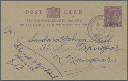 GA Malaiische Staaten - Johor: 1946 (16.5.), Straits Settlements Stat. Postcard KGVI 4c. Violet Optd. ' - Johore