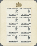 **/(*) Malaiische Staaten - Johor: 1965, Orchids Imperforate PROOF Block Of Eight With Black Printing Only - Johore