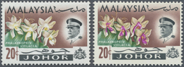 ** Malaiische Staaten - Johor: 1965, Orchids 20c. 'Phalaenopsis Violacea' With BRIGHT PURPLE OMITTED (b - Johore