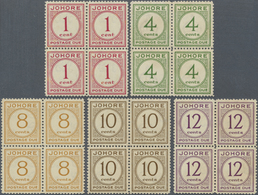 **/* Malaiische Staaten - Johor-Portomarken: 1938, Postage Dues Complete Set In BLOCKS OF FOUR, Mint Neve - Johore