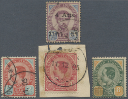 O/Brfst Malaiische Staaten - Kedah: 1898-1904 SATOOL: Four Siam Stamps Used At Satool P.O. And Cancelled By - Kedah