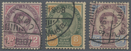 O Malaiische Staaten - Kedah: 1887/1907 Three Siamese 'King's Portrait' Stamps Used In KUALA MUDA And - Kedah