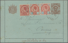 GA/O Malaiische Staaten - Kedah: 1899-1904 Siam Postal Stationery Letter Card 10a. Brown On Light Blue Us - Kedah