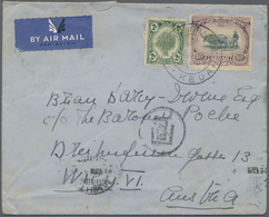Br Malaiische Staaten - Kedah: 1937, 2 C Dull Green And 40 C Black/purple, Mixed Franking On Airmail Co - Kedah