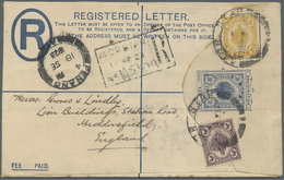 GA Malaiische Staaten - Kedah: 1924, 10 C Blue Registered Pse, Uprated With 3 C Deep Purple And 5 C Yel - Kedah