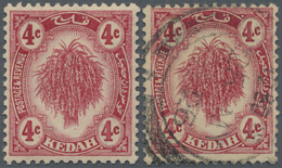 */O Malaiische Staaten - Kedah: 1921, 'Sheaf Of Rice' 4c. Deep Carmine With Variety 'SHORT SHEAF', Mint - Kedah