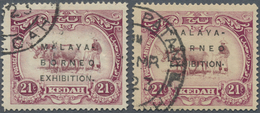 O Malaiische Staaten - Kedah: 1922, Malaya-Borneo Exhibition Two 21c. Stamps With Opt. In Type I ('Bor - Kedah