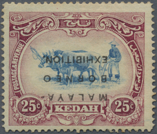 * Malaiische Staaten - Kedah: 1922, Malaya-Borneo Exhibition 25c. Blue And Purple With INVERTED Opt. I - Kedah