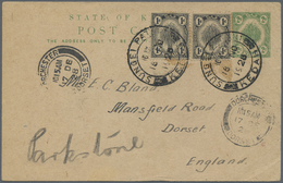 GA Malaiische Staaten - Kedah: 1928, 2 C Green Postal Stationery Card, Uprated With 2 X 1 C Black From - Kedah