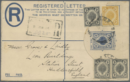 GA Malaiische Staaten - Kedah: 1924, 10 C Blue Registered Pse, Uprated With 3 X 1 C Black And 5 C Yello - Kedah