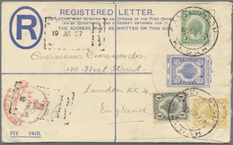 GA Malaiische Staaten - Kedah: 1925 Postal Stationery Registered Envelope 12c. Blue Used From Alor Star - Kedah