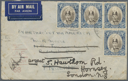 Malaiische Staaten - Kedah: 1939/41, Two Air Mail Covers To England: 50 C. (4) Tied "FIELD POST OFFI - Kedah