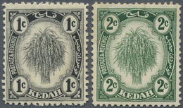 * Malaiische Staaten - Kedah: 1938/1940, Sheaf Of Rice 1c. Black And 2c. Bright Green With REDRAWN Fac - Kedah