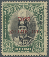 O Malaiische Staaten - Kedah: Japanese Occupation, 1942, $1 Black And Green, Ovpt. Inverted, Used (SG - Kedah