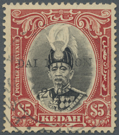 O Malaiische Staaten - Kedah: Japanese Occupation, 1943, $5 Black And Scarlet, Ovpt. In Black, Used (S - Kedah