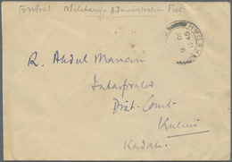 Br Malaiische Staaten - Kedah: BRITISH MILITARY ADMINISTRATION: 1945 (9.10.), Stampless Cover Of The Fr - Kedah