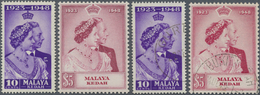 **/O Malaiische Staaten - Kedah: 1948, Royal Silver Wedding Two Sets MNH And Fine Used And Additional The - Kedah