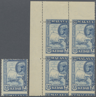 ** Malaiische Staaten - Kedah: 1959, Sultan Abdum Halim Shah 20c. Blue 'Fishing Prau' Block Of Four Fro - Kedah