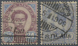 O Malaiische Staaten - Kelantan: 1907-1908 Two Siam 'King Chulalongkorn' Stamps Used At BATU MENGKEBAN - Kelantan