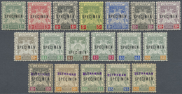 Malaiische Staaten - Kelantan: 1911-15 Complete Set Of 13 Up To $25 Optd. "SPECIMEN" (fresh And Fine - Kelantan