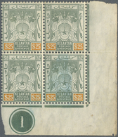 **/* Malaiische Staaten - Kelantan: 1911, $25 Green/orange, Plate Block Of Four From The Lower Right Corn - Kelantan