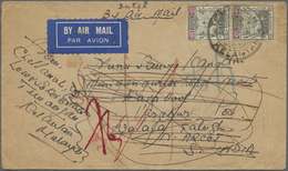 Br Malaiische Staaten - Kelantan: 1935, 10 C Black/mauve, Vertical Pair On Airmail Cover From TEMANGAN, - Kelantan