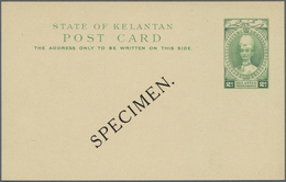 GA Malaiische Staaten - Kelantan: 1937, 2 C Green Sultan Ismail Postal Stationery Card, Diagonal Ovp "S - Kelantan