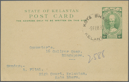 GA Malaiische Staaten - Kelantan: 1937, 2 C Green Sultan Ismail Postal Stationery Card, Sent From KOTA - Kelantan