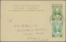 GA Malaiische Staaten - Kelantan: 1937, 2 C Green Sultan Ismail Psc, Uprated With 2 C Green, Sent From - Kelantan