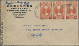 Br Malaiische Staaten - Kelantan: 1937, 4 C Orange Sultan Ismail, Strip Of Three As Multiple Franking O - Kelantan