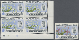 **/* Malaiische Staaten - Kelantan: 1965, Orchids 10c. 'Arachnanthe Moschifera' Block Of Four From Lower - Kelantan