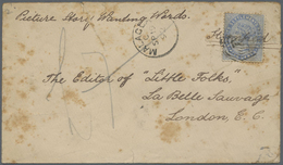 Br Malaiische Staaten - Malakka: 1892 Cover To London Franked Straits 1883 5c. Blue Tied By Numeral "B/ - Malacca