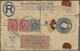 GA Malaiische Staaten - Malakka: 1923 Insured (for $400) Postal Stationery Registered Envelope Used Wit - Malacca