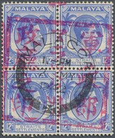 O/ Malaiische Staaten - Malakka: Japanese Occupation, 1942, 12c. Ultramarine Block Of Four, Centrally C - Malacca