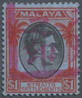 * Malaiische Staaten - Malakka: Japanese Occupation, 1942, KGVI $1 With Portion Of Large Seal In Reddi - Malacca