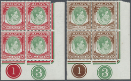 ** Malaiische Staaten - Malakka: 1949/1952, KGVI Definitives Complete Set Of 20 In Blocks Of Four From - Malacca