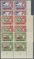 ** Malaiische Staaten - Malakka: 1957, QEII Pictorial Definitives Complete Set Of 11 In Blocks Of Four - Malacca