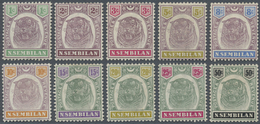 * Malaiische Staaten - Negri Sembilan: 1895/1899, Tiger Head Definitives Complete Set Of Ten, Mint Hin - Negri Sembilan