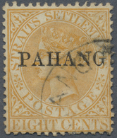 O Malaiische Staaten - Pahang: 1889, Straits Settlements QV 8c. Orange With Black Opt. PAHANG Fine Use - Pahang