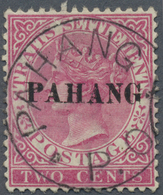 O Malaiische Staaten - Pahang: 1890, Straits Settlements QV 2c. Bright Rose With Black Opt. PAHANG In - Pahang